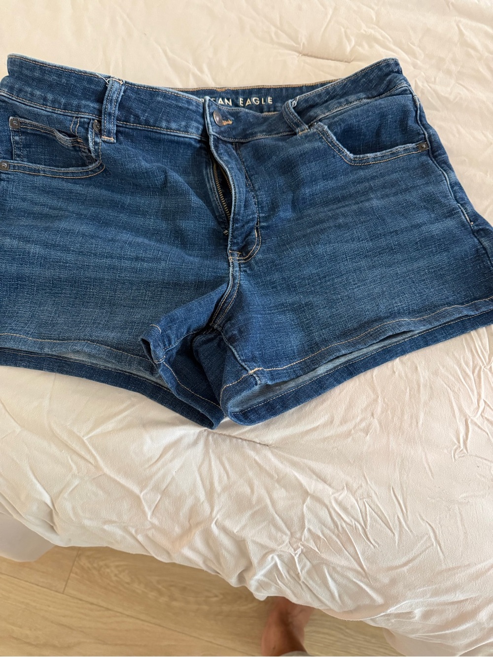 American Eagle Outfitters Dark Blue Denim Low-Rise Jean Shorts
